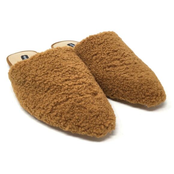 Nine West Furzy Women's Size 7 Brown Faux Fur Winter Slides Slip-On Shoes - Picture 2 of 7